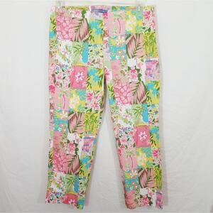 Bushwacker tropical & flamingo cropped ankle pants